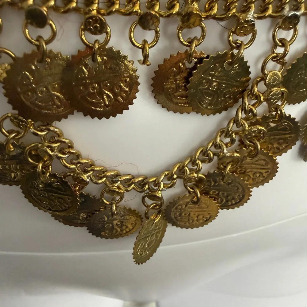 Women’s Gold Coin Metal Chain Belt Belly Dancing Gypsy Adjustable OS